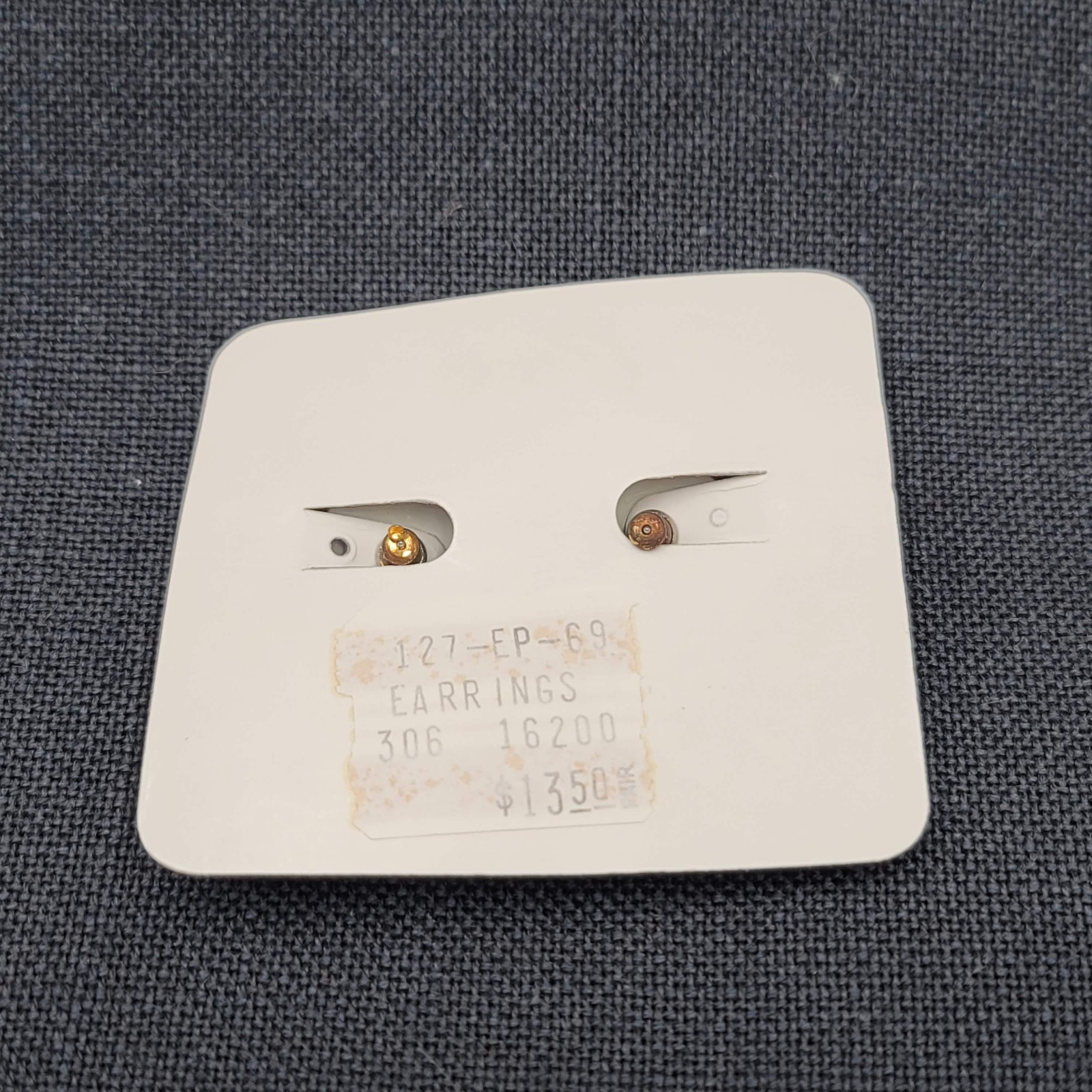 Vintage Black Gray White Enamel Cara Pierced Earrings New Old Stock NOS Prop 1.5