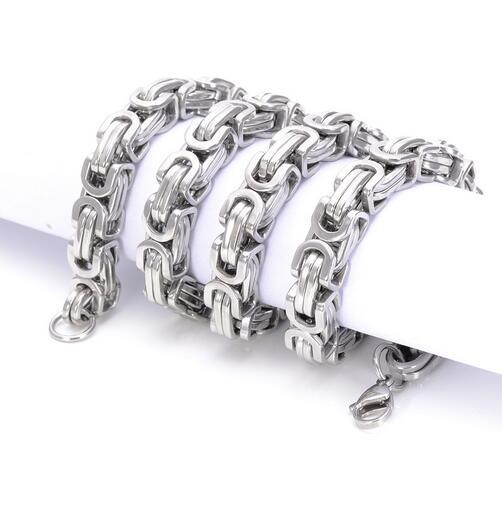 140g Large Silver Byzantine chain stainless steel Necklace Men’s Gifts 8mm 24”