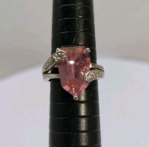 Premier Designs Jewelry Pink Ice Paradise Ring Sz 5¼ Silver Tone Chunky Look