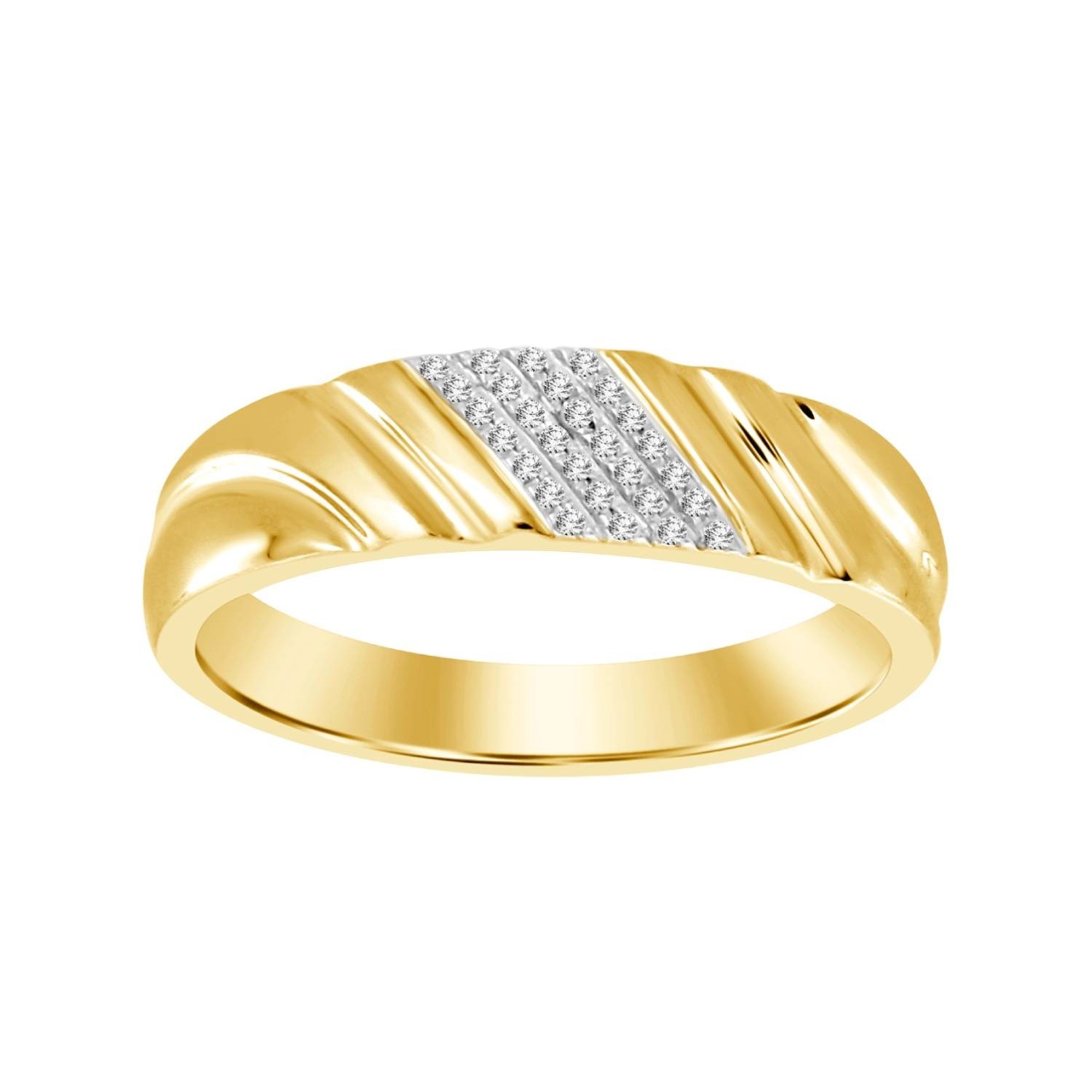 10K Yellow Gold 1/50 ct Natural Round Diamond Accent Men’s Wedding Band