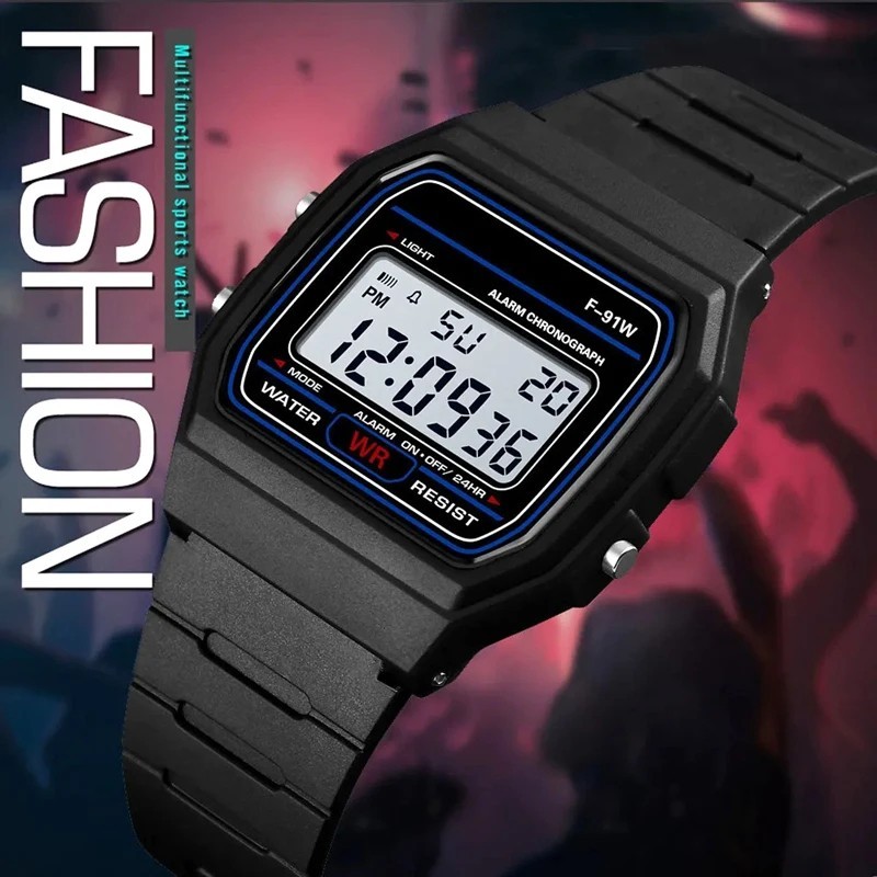 Classic Digital Quartz Wristwatch LED Resin Band Unisex Casual Sport Colors