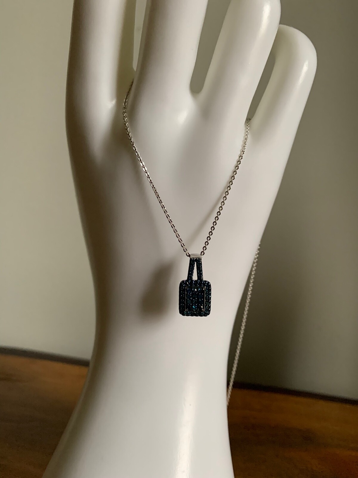 Blue Diamond Cluster Pendant Necklace (20 inches) 35 ctw.