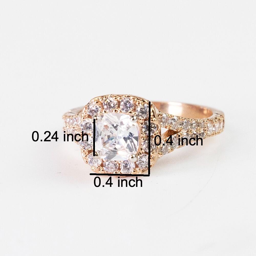Rose Golden Promise Ring Cubic Zirconia Silvery Plated Engagement/ Wedding Ring