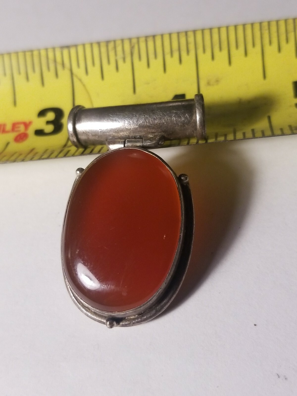 Sterling Silver Pendant With Red Stone oval 12.07 grams