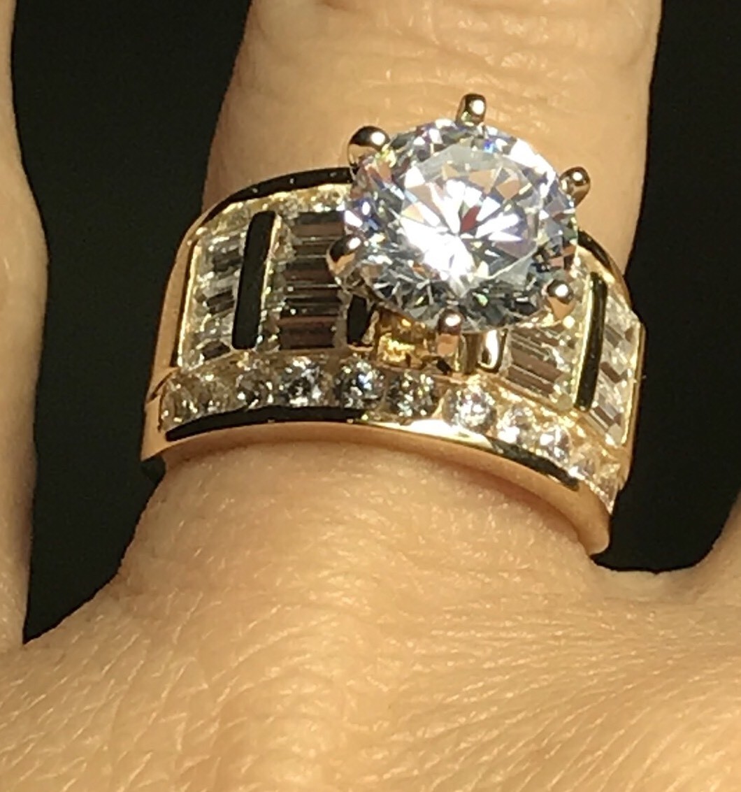 Sale GOLd Ring 14k YELLOW solid engagement Round wide thick carat size 5 ASK 4 6