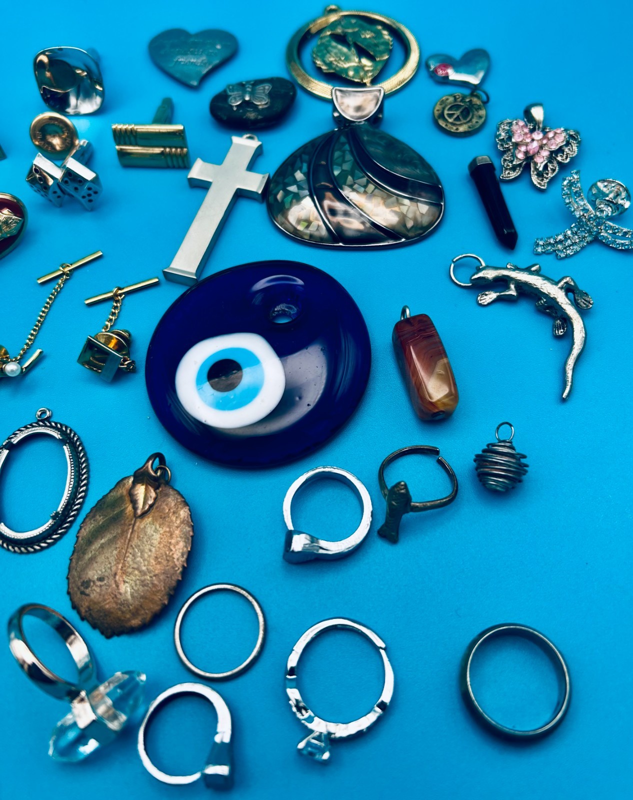 LOT Single Earrings Pendants Cuff Link Rings Buckle Charms Jewelry Designer