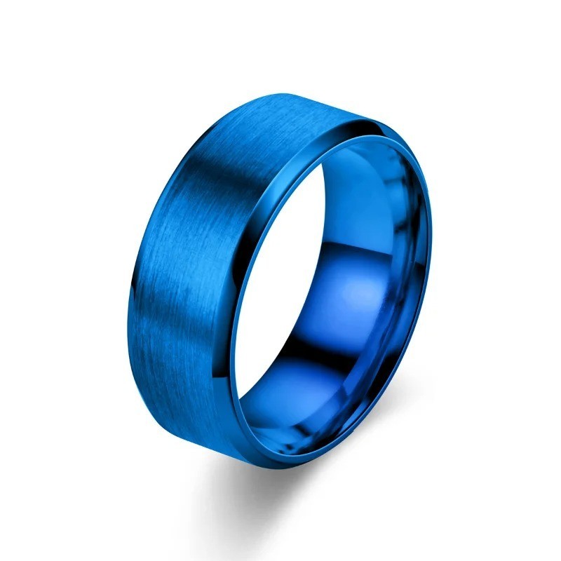 6 Colors 8mm Tungsten Ring Brushed Stainless Steel Wedding Band Men Women