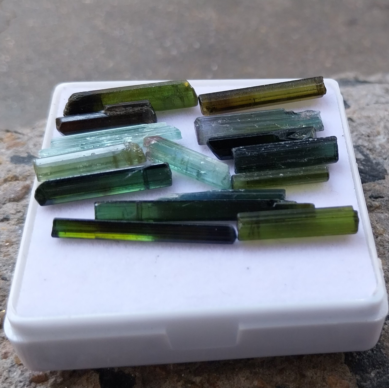 38 Carat 15 to 30 MM Natural Multi Tourmaline Raw Rough Pencil 15 Piece Lot