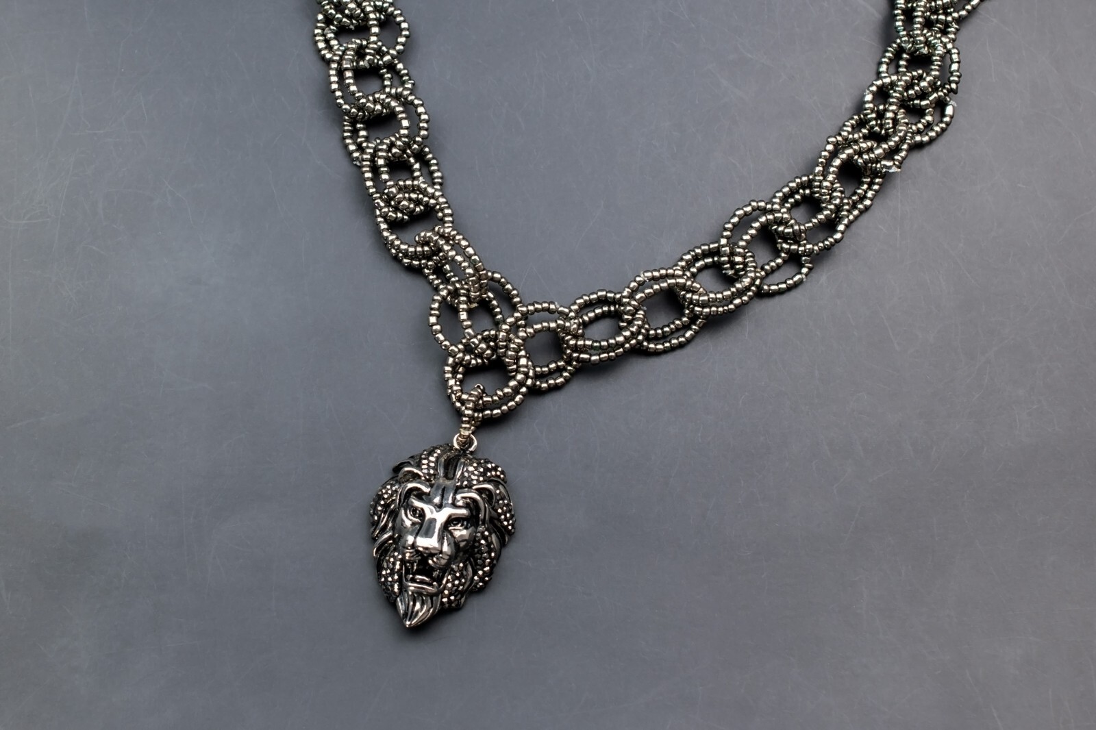 Lion head necklace large, extravagant eye catching necklace