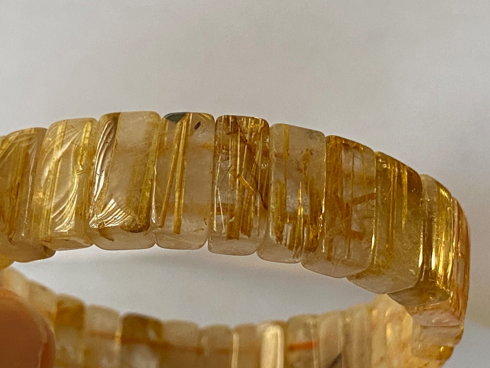 8.2″ Golden Rutilated Quartz Titanium Dioxide Inclusions Bracelet – I1414