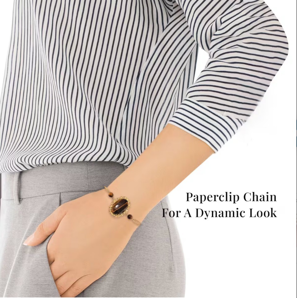 Yellow Tigers Eye 13.00ctw Bracelet ION Plated YG Stainless Steel (7.50-9.0In)