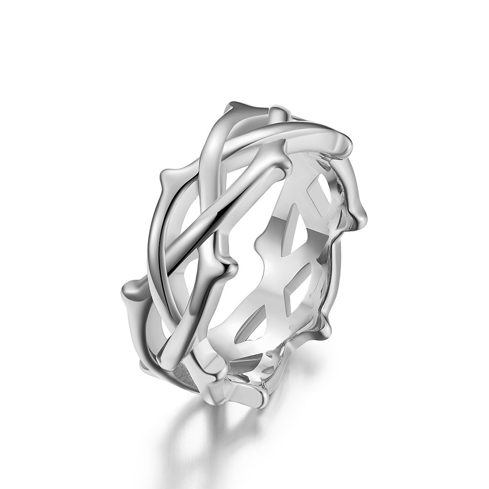Men Women Crown of Thorns Ring Stainless Steel Christian Faith Size #7-12