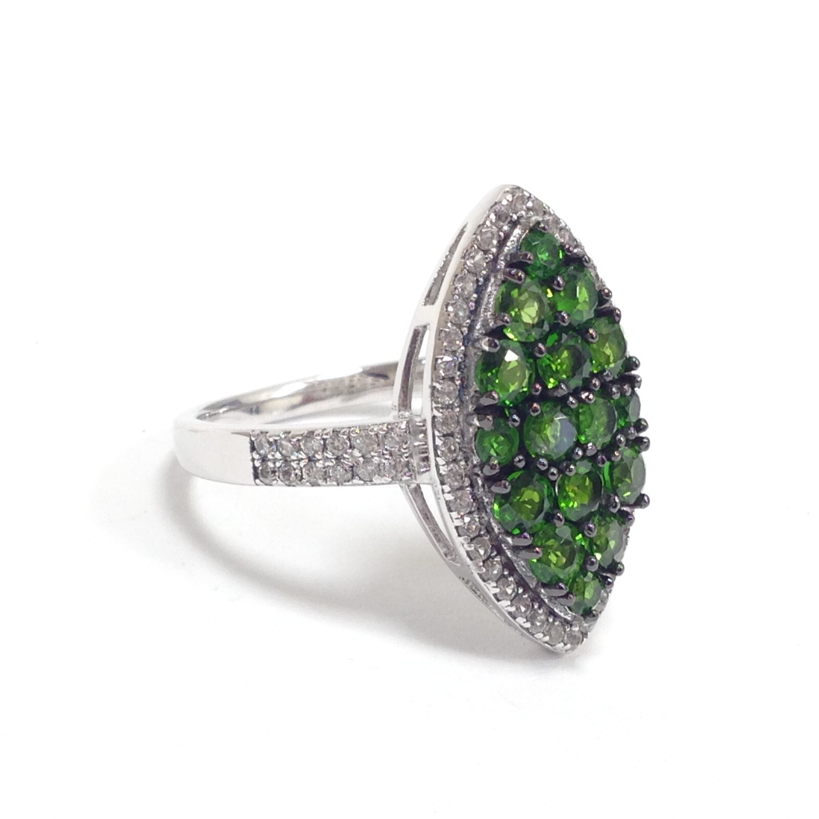 FZN Fuzion Creations Sterling Silver Green Chrome Diopside Cluster Ring Sz 11.75