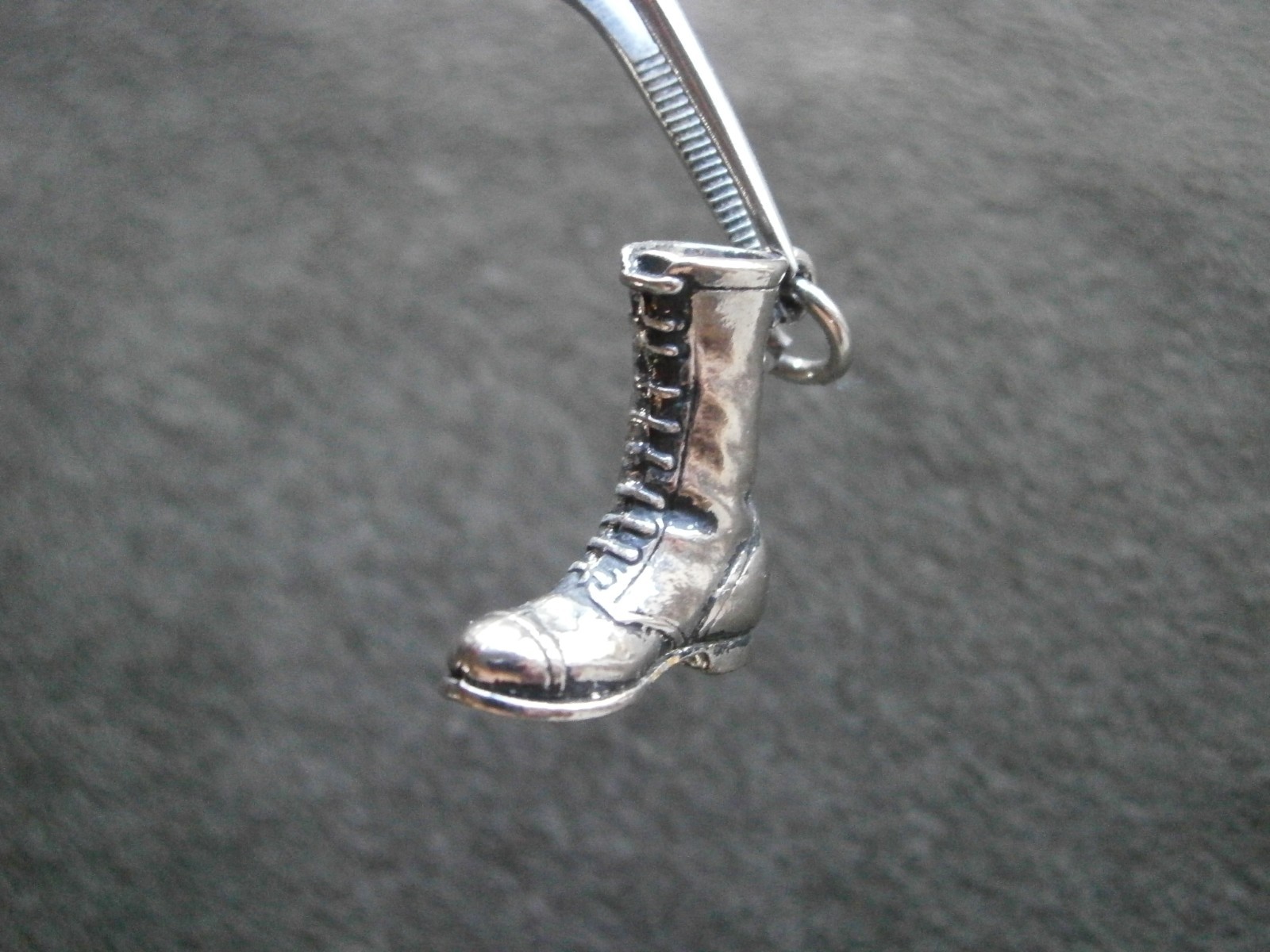 Army Paratrooper Jump Boot Vtg Crest Craft Shiny Silvertone Charm Pendant 4.6g
