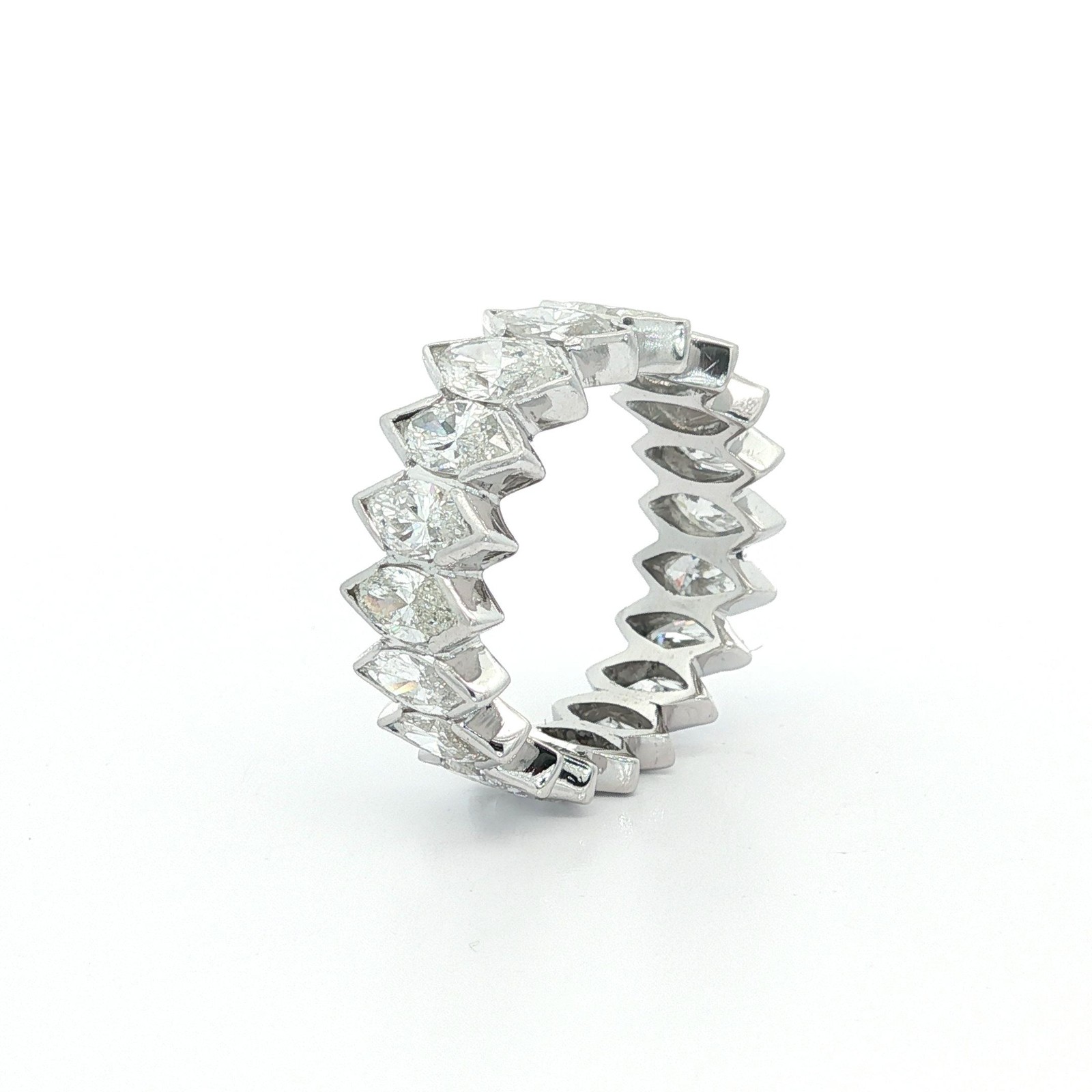 Vintage Platinum 5.5ct Marquise Diamond Channel V Prong Band Ring