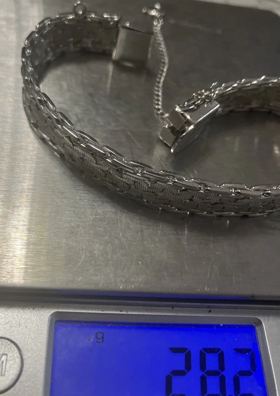 HSB Sterling Silver Bracelet 11.4mm Wide 28 Grams 7.5 Inches