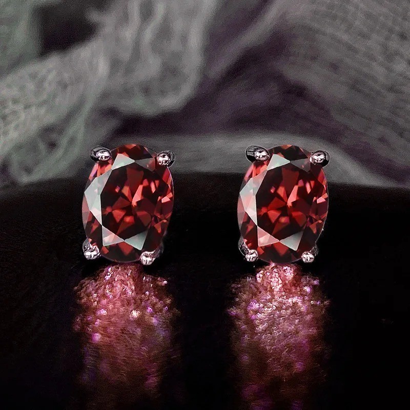 Huitan Simple Stud Earrings with Oval CZ for Lady Daily Wear Ear Accessories