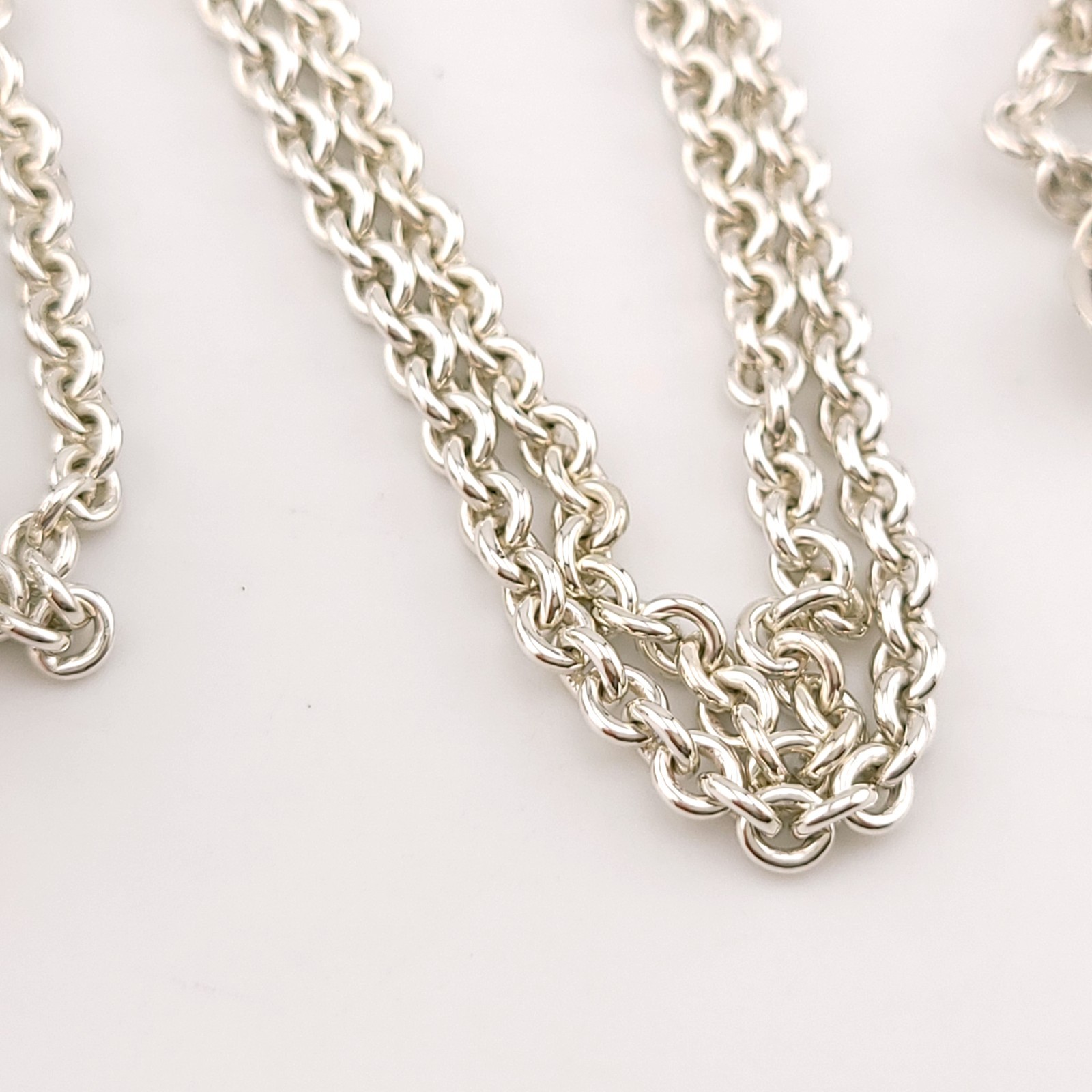 Susan Cummings SC Sterling Silver Strawberry Puffy Heart Chain Link 36″ Necklace