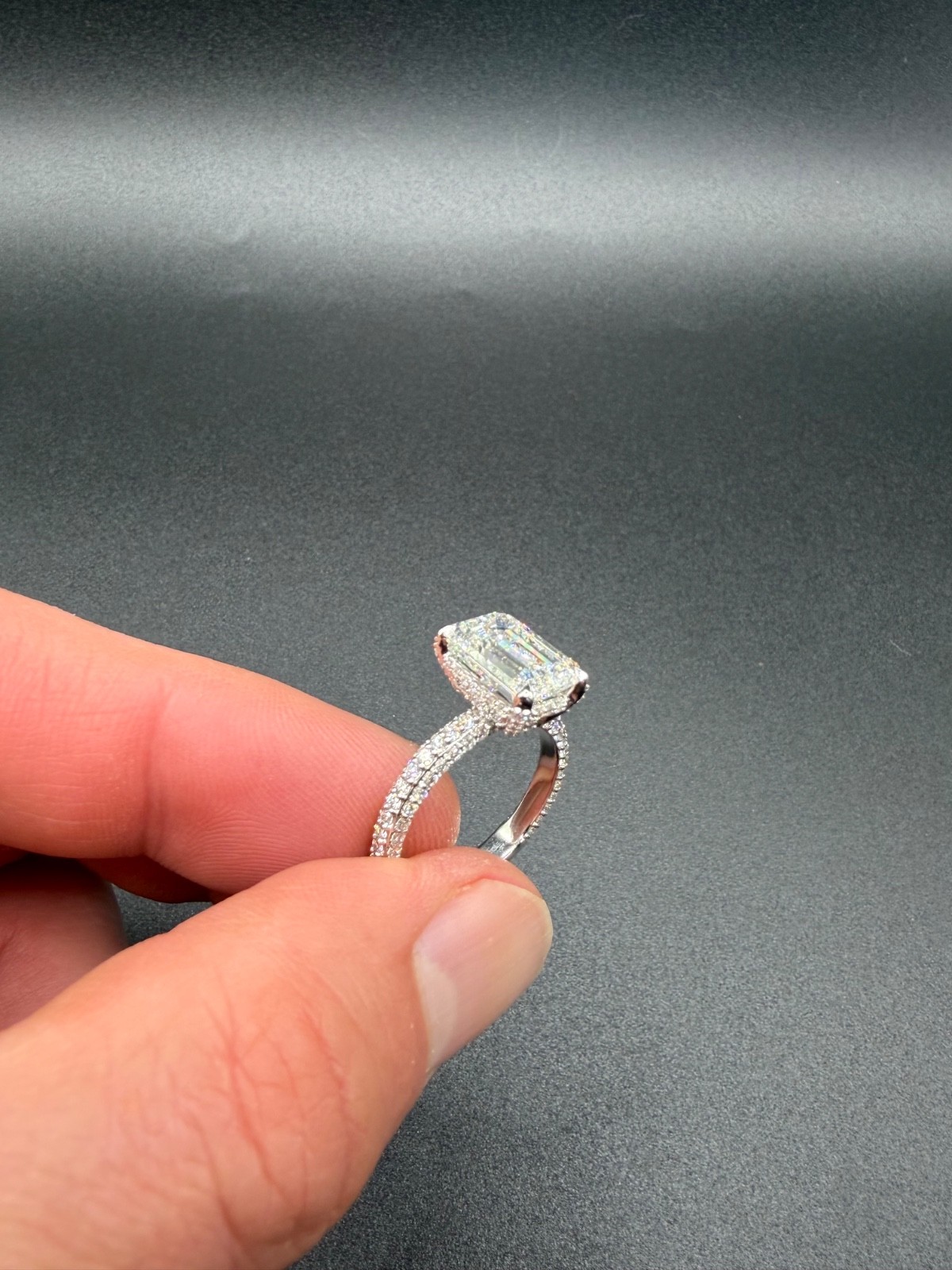 lab created diamond engagement ring 14k white gold