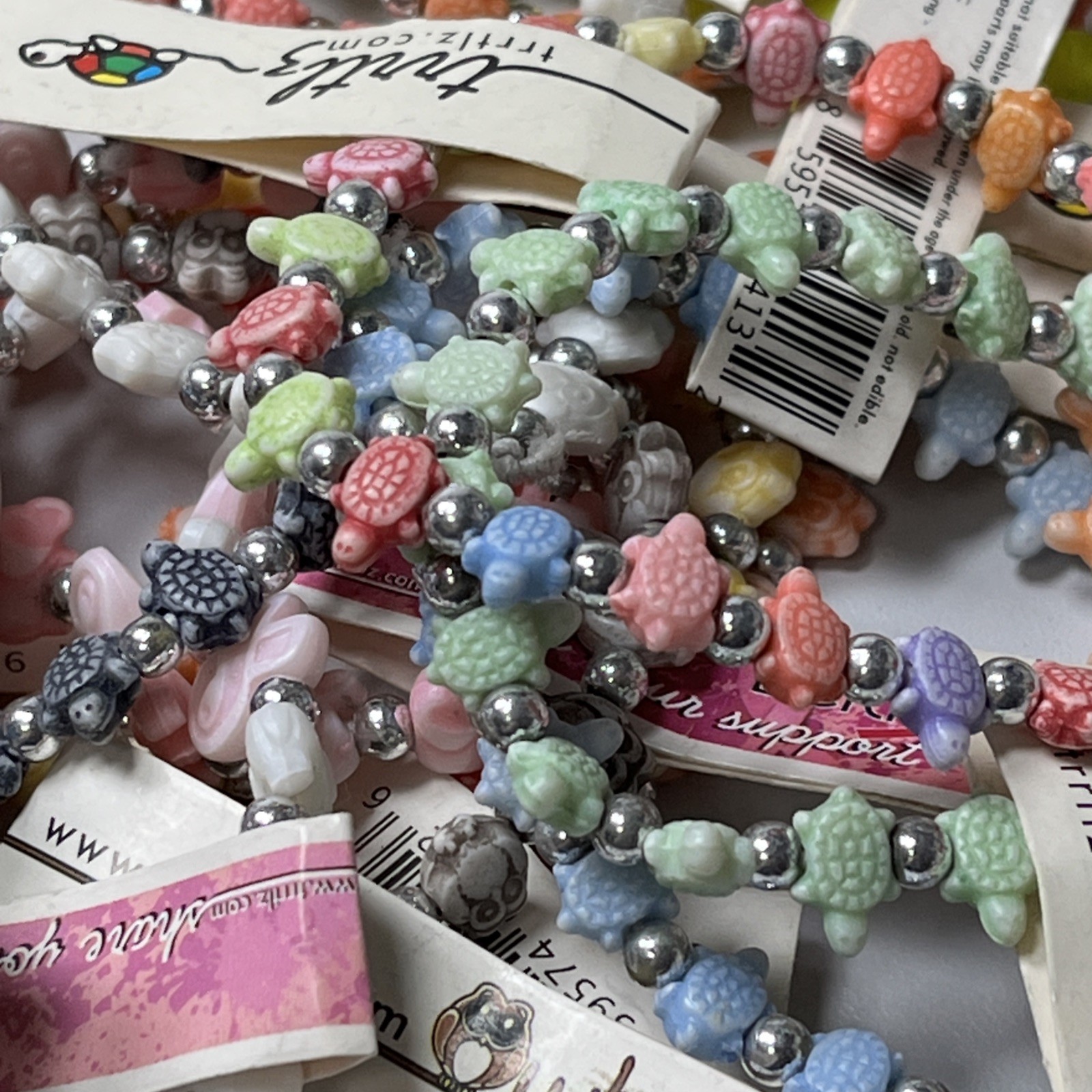 Lot Of 100 Trrtlz Kids Stretch Bracelets Mixed colors and Styles