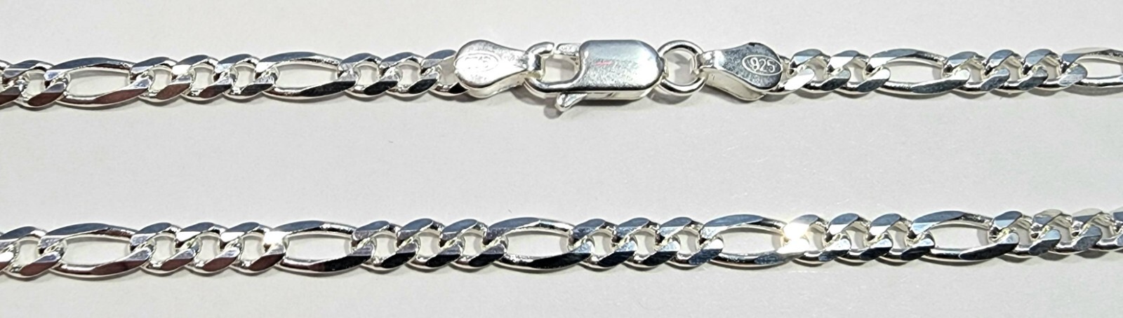 Figaro Link Bracelet 8 inch Long 925 Sterling Silver 4mm wide Italy new
