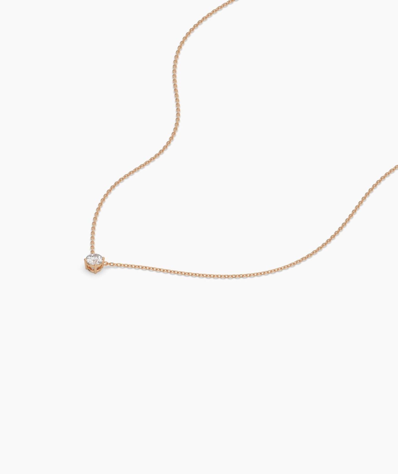 14K Gold Round Lab Grown Diamond Minimalist Solitaire Pendant Necklace For Woman