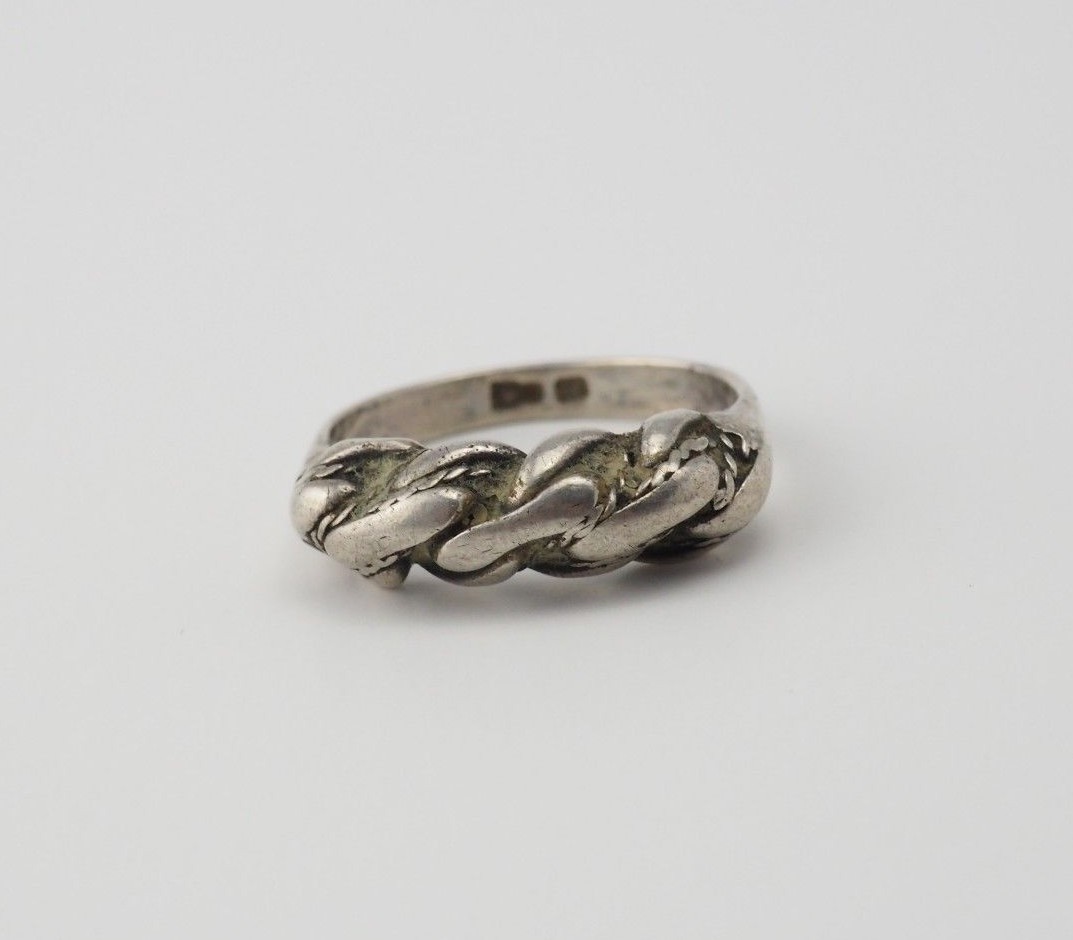 Vintage ethnic braided Namejs Nameja 875 silver woven ring size 8.5 Latvia
