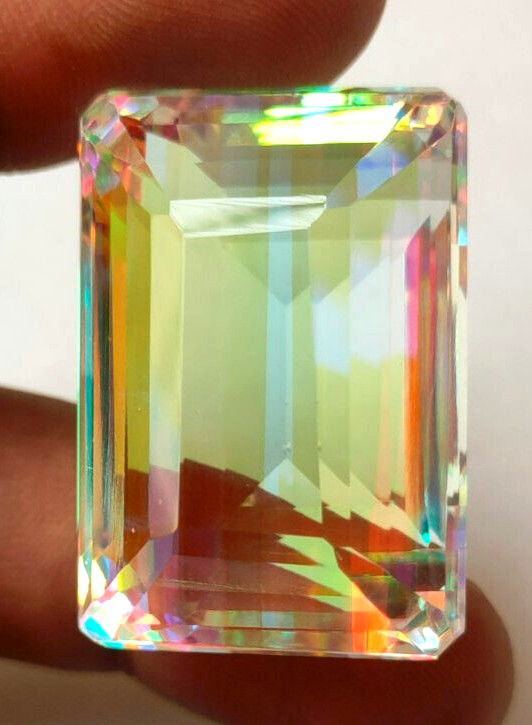 AAA+ Large Mystic Quartz 84.05 Ct. Emerald Cut Loose Gemstone Gift For Women