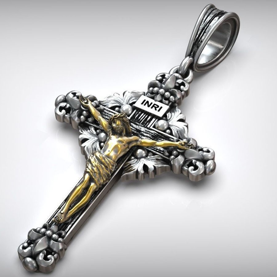 8g Catholic Crucifixion Cross With Jesus Christ Pendant 925 SOLID STERLING SILVE