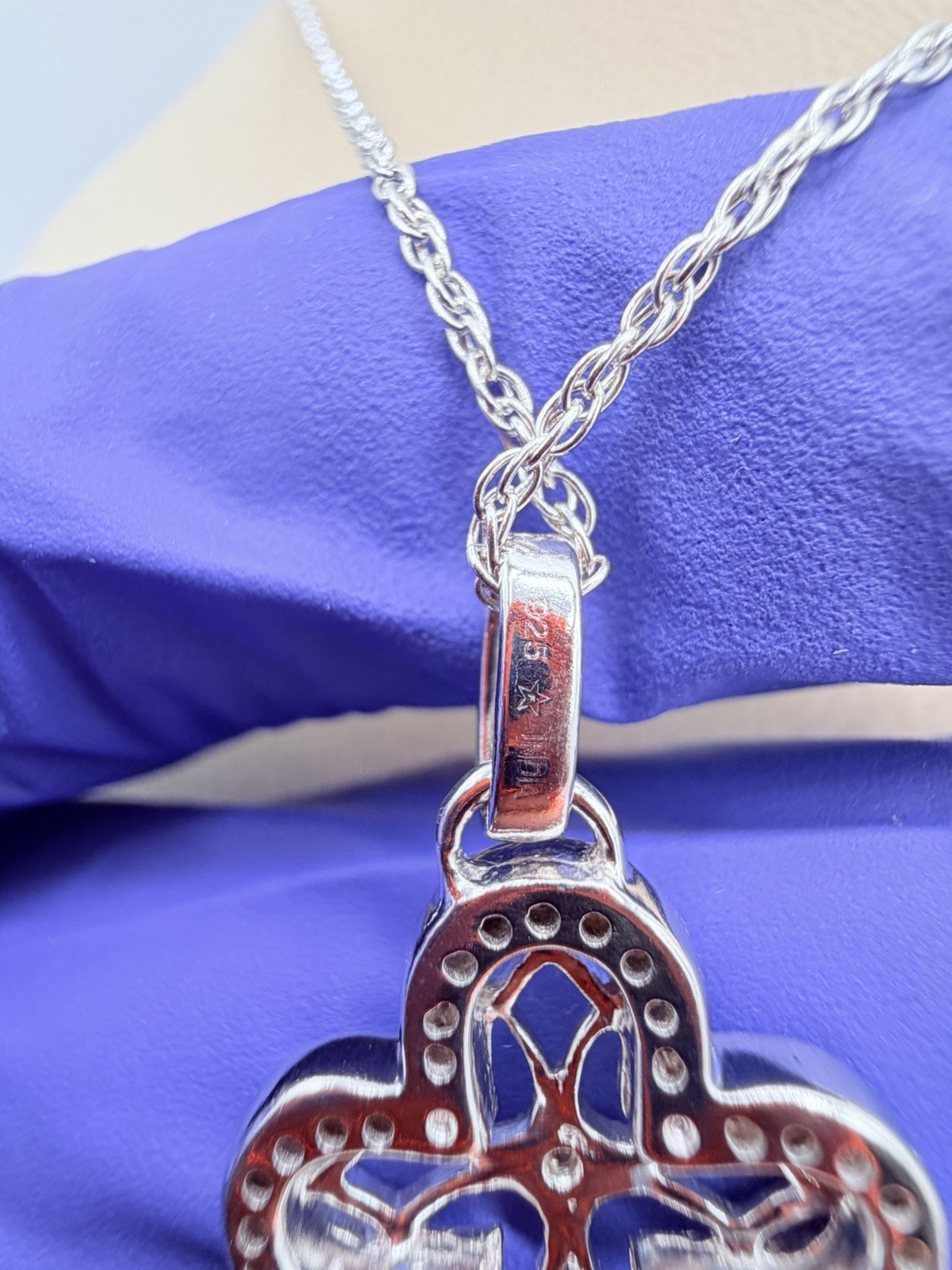 925 Sterling Silver Diamond Key Necklace 2” Pendant 18” Chain 0.21ct Natural