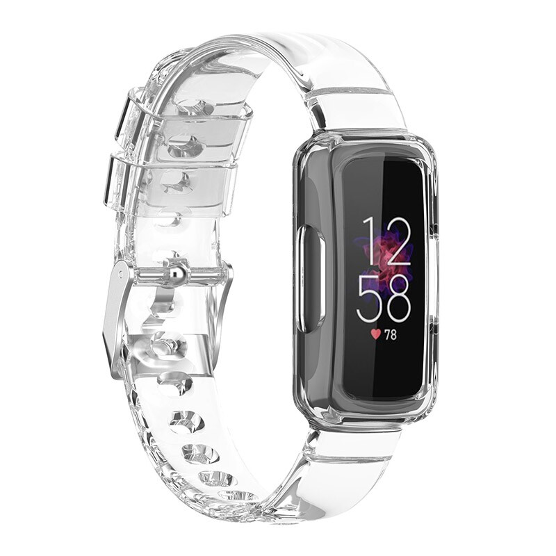 For Fitbit Inspire 3 Watch Band TPU Clear Sports Band Strap Bumper Case Protect