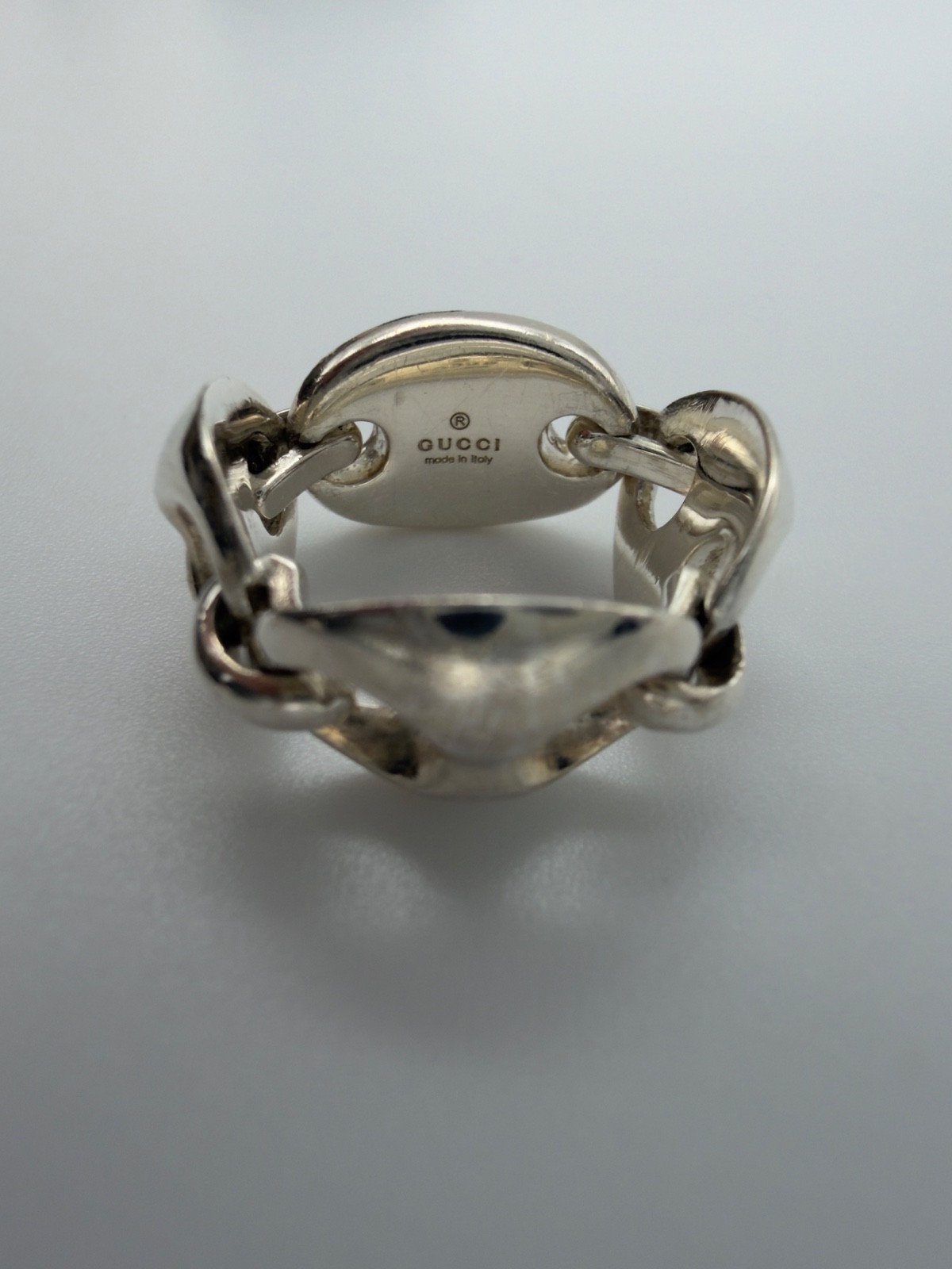 Authentic Gucci Sterling Silver 925 Marina Link Chain Ring Size 4.5 Japan Size 8
