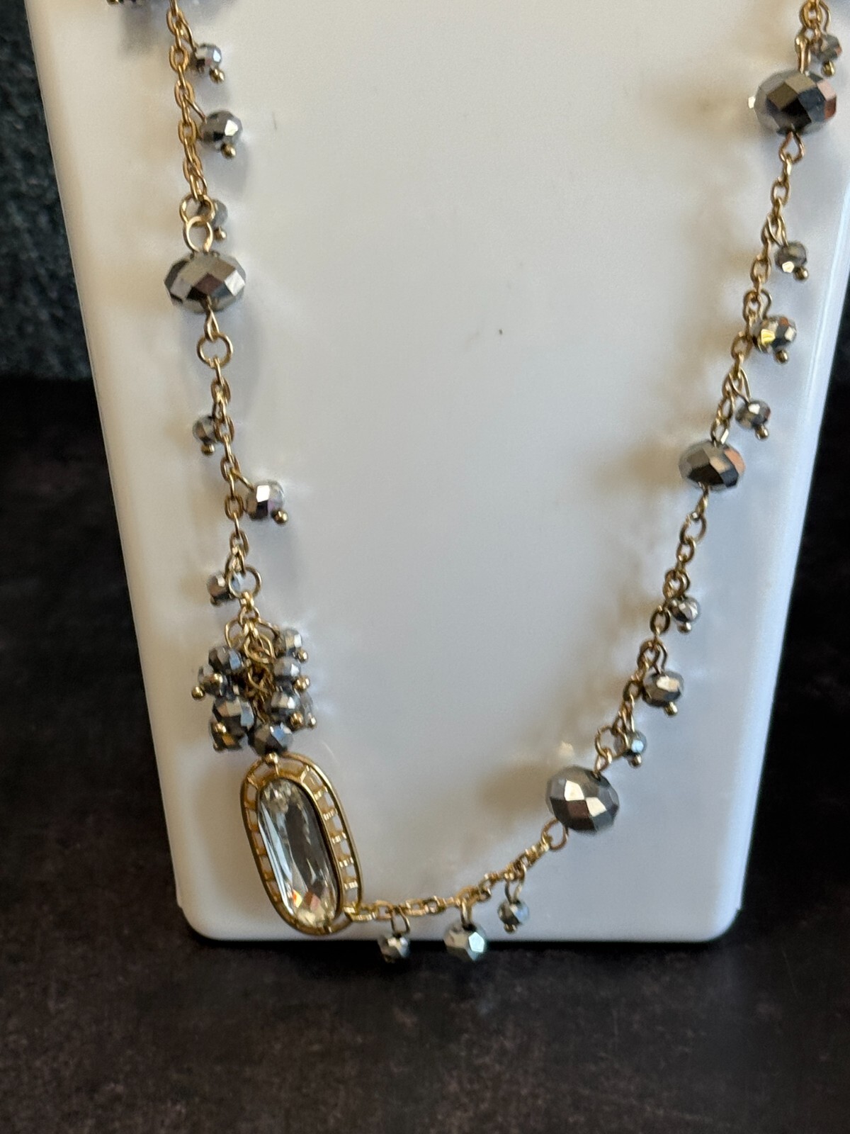 So Sparkly Faceted Silver Metallic AB Beads with CZ Crystal Accent Necklace