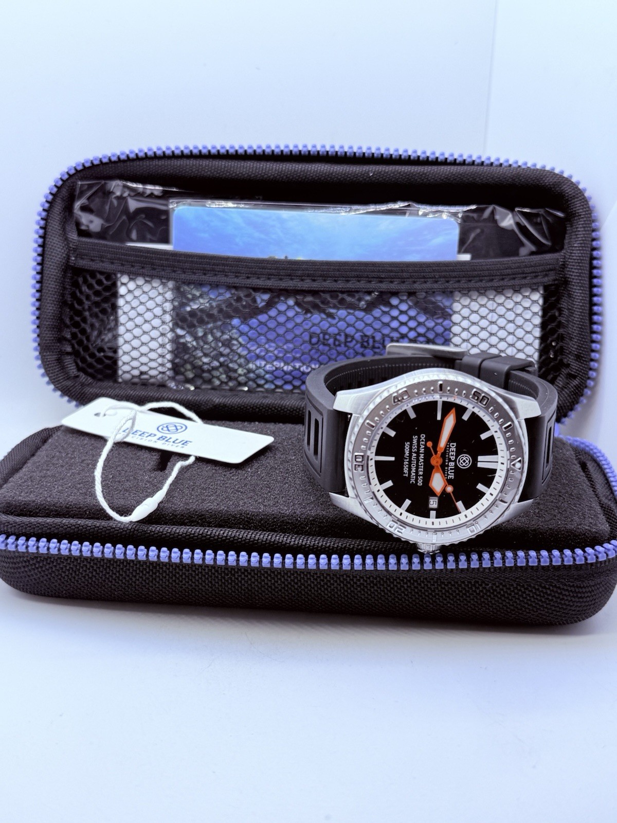 DEEP BLUE OCEAN MASTER 500 40MM SWISS AUTO DIVE WATCH/INNER RING STICK 🍊HANDS‼️