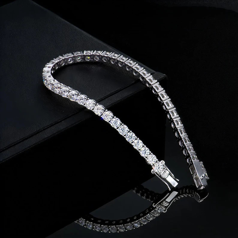 5 mm Certified, 17Ct White Diamond Tennis Bracelet , 7.5 inches, Tariffs FREE