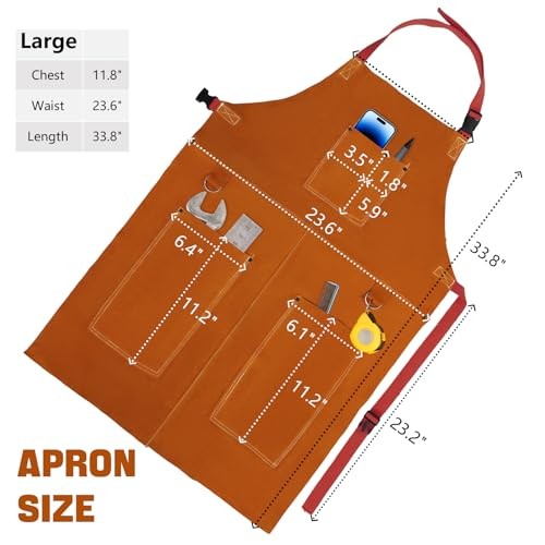 Leather Welding Apron for Men & Women, Heat & Flame Resistant Cowhide Brown
