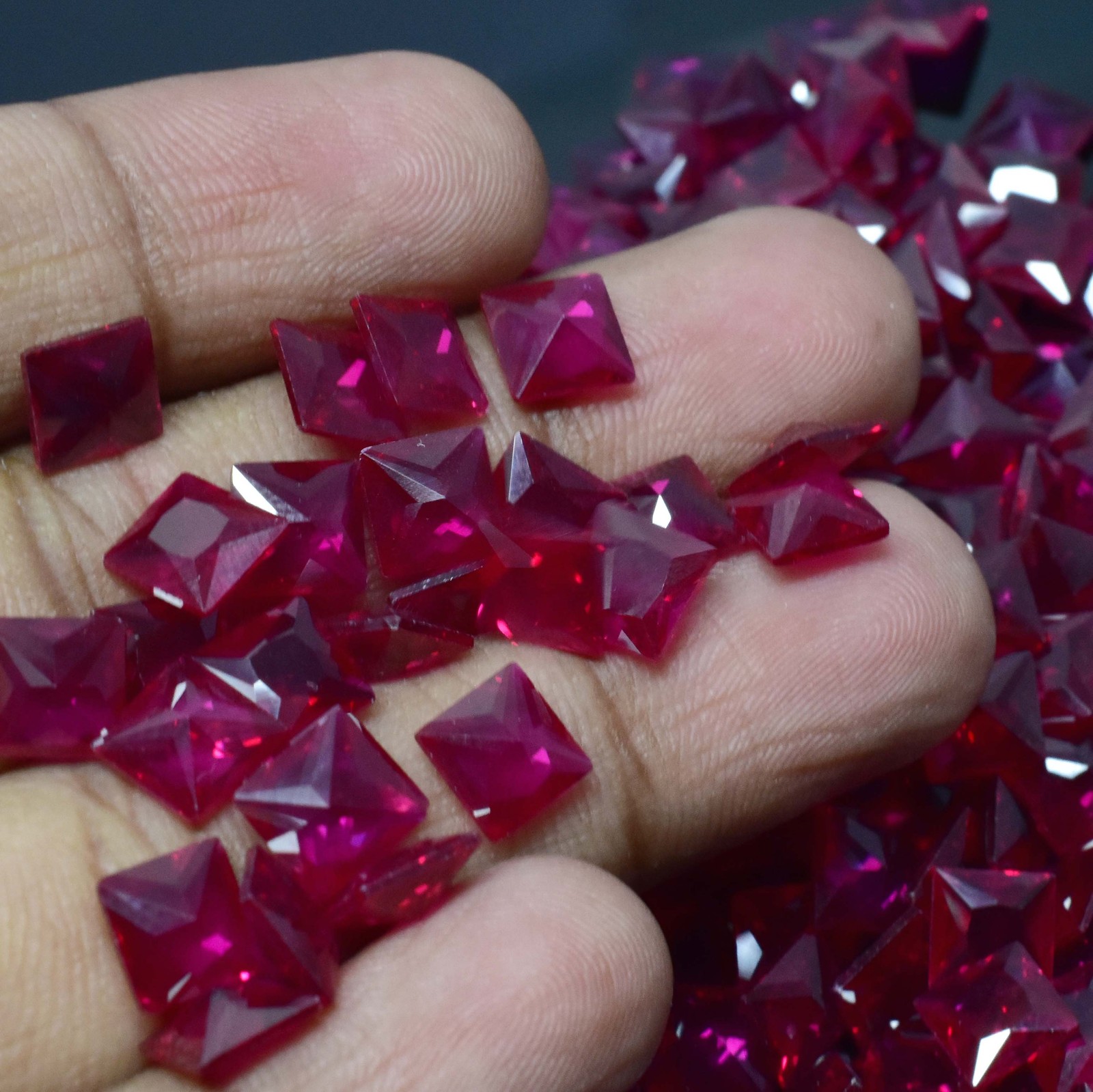 Fiery Red Ruby Loose Gemstone Natural and Untreated CERTIFIED 50 Pcs Square Cut