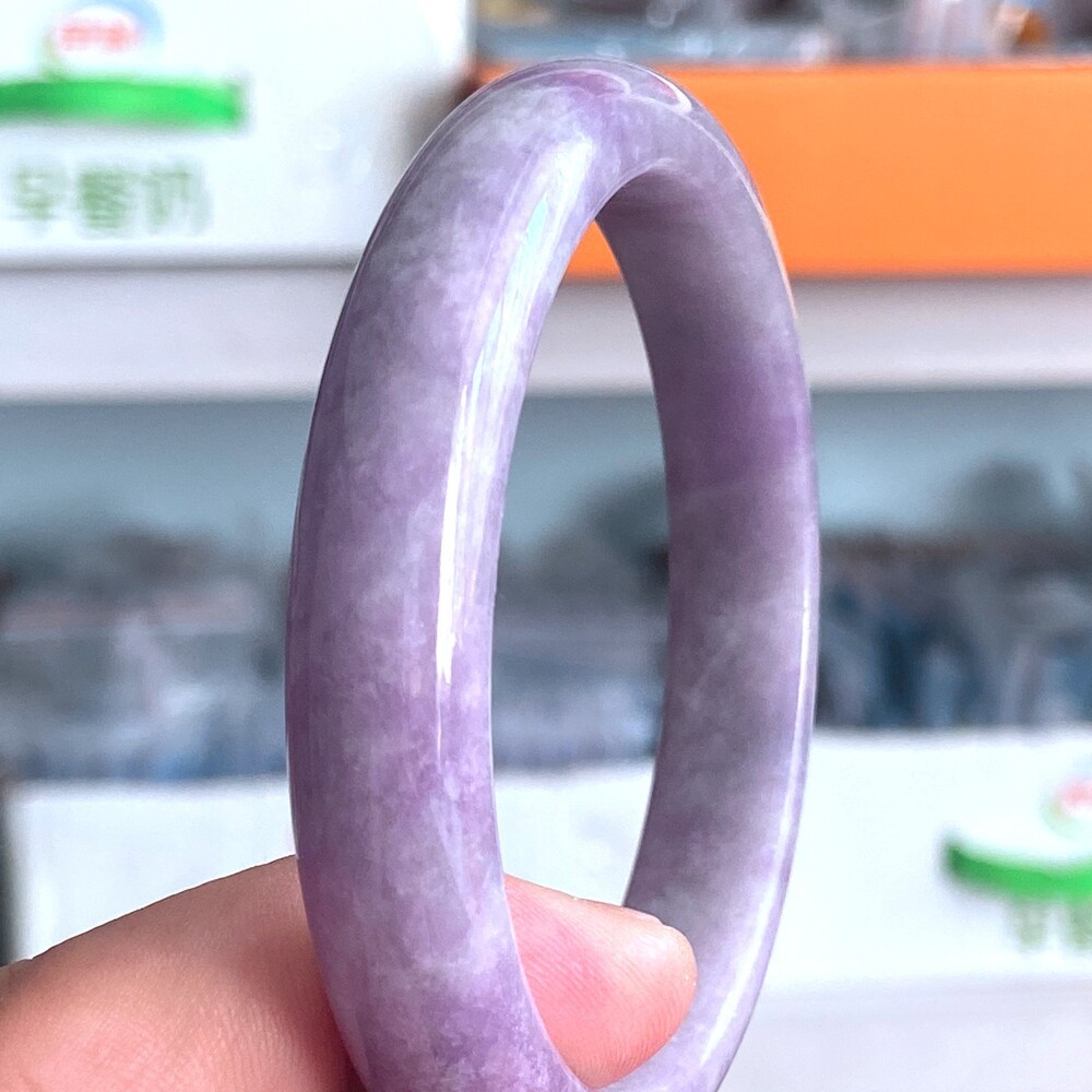 Certified Grade A Lavender 57-58mm Natural Burma Jade jadeite Bangle Bracelet