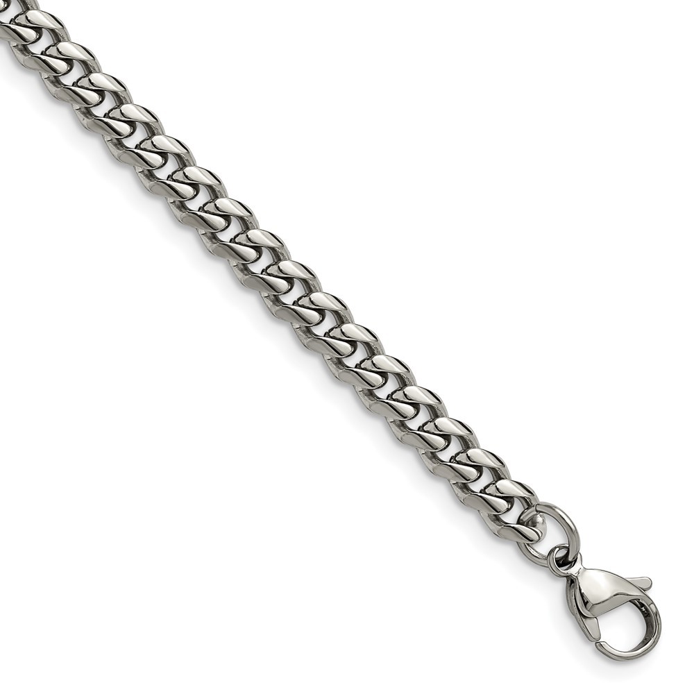 Stainless Steel Polished 6mm 8.25in Curb Bracelet 8.25 inches