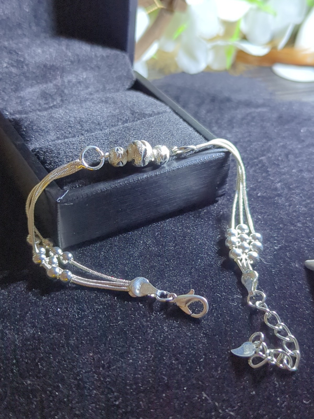 Sterling Silver 925 Adjustable 9-in Bracelet Handcrafted Carved And Created