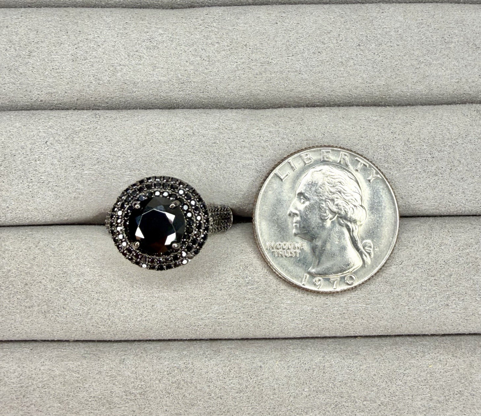 FZN Fuzion Creations Sterling Silver Black Spinel Ring Sz 6