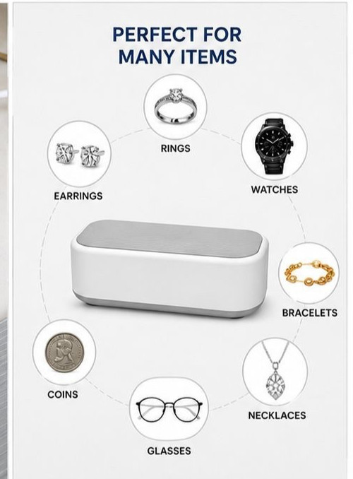 Ultrasonic Jewelry Cleaner Machine Portable Ring Glasses Watch Cleaning Device