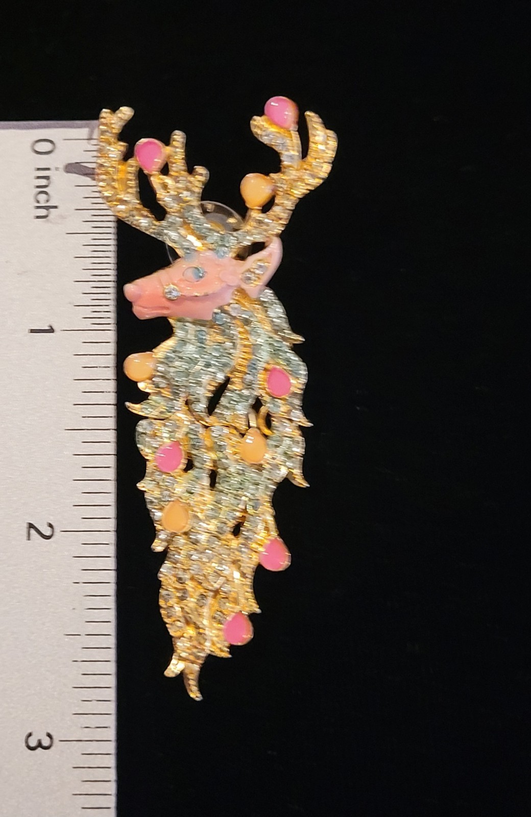 PINK REINDEER DANGLE CRYSTAL CHRISTMAS HOLIDAY GOLD EARRINGS NEW In Gift BOX