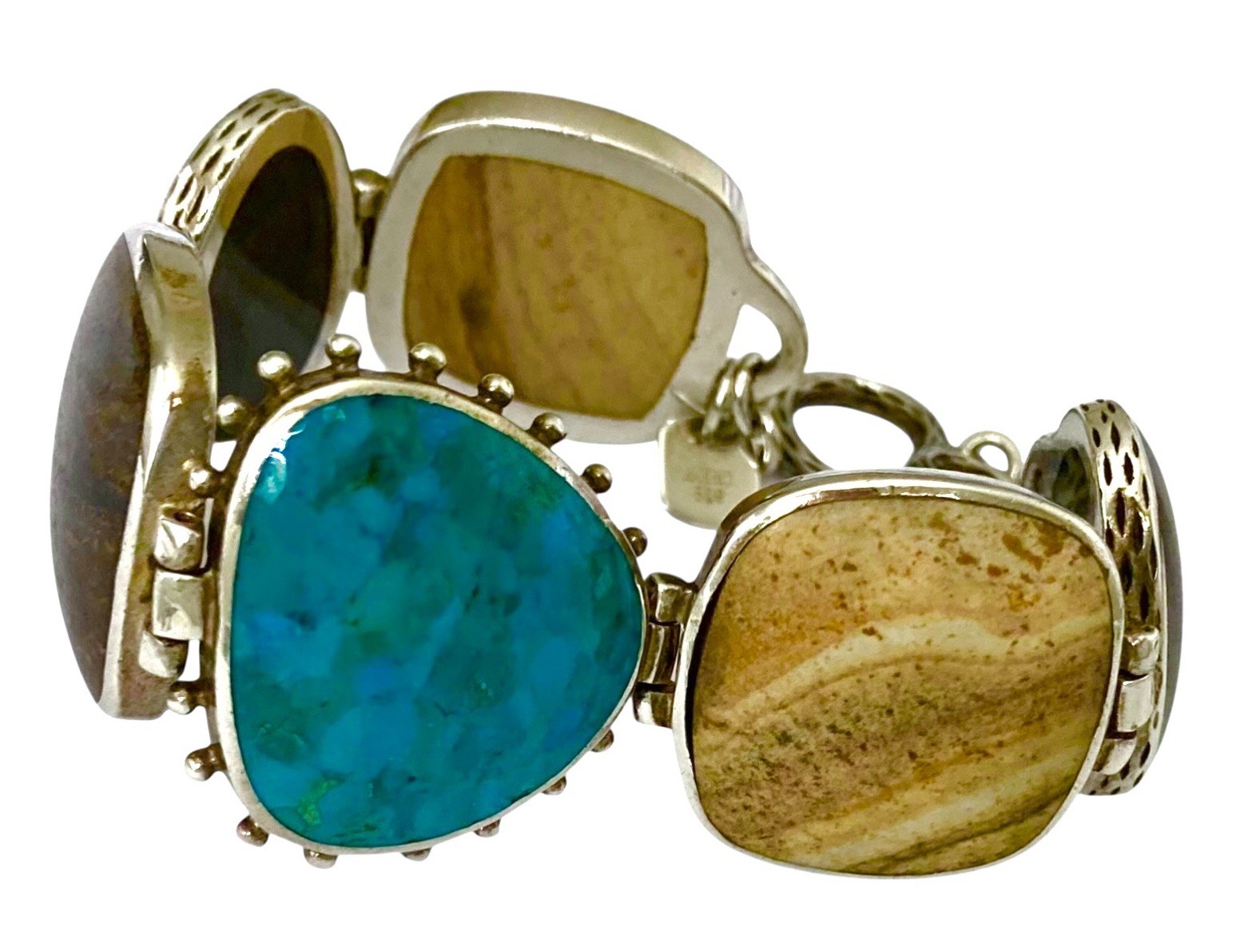 SILPADA Sterling Silver TURQUOISE-BRONZITE-PYRITE-JASPER Bracelet~#B1934~NEW!
