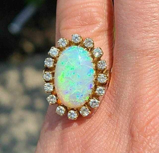 2.80Ct Oval Cut Genuine Fire Opal Halo Engagement Ring 14K Yellow Gold Plated