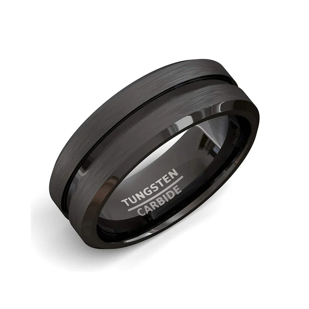8MM Fashion Band Brushed Wedding Stainless Steel Solid Ring Men Women Gift