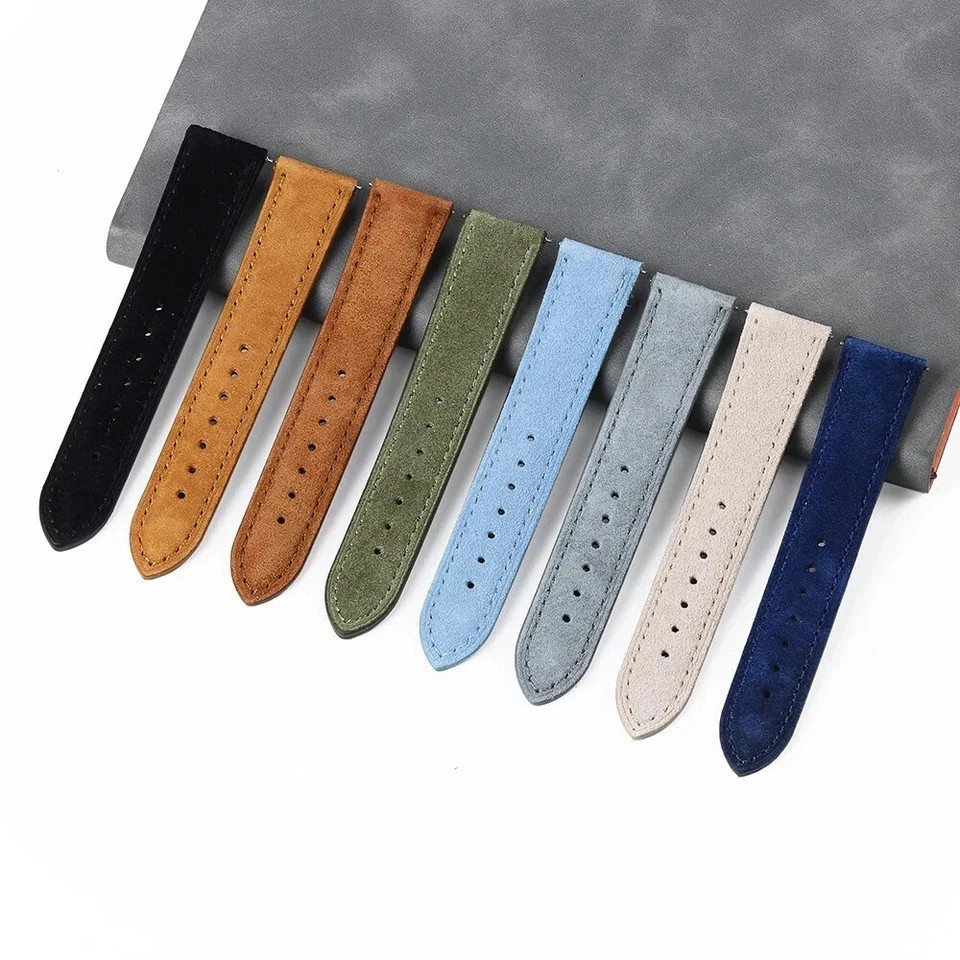 New Soft Suede Leather Watch Band Straps Stainless Steel Buckle 18/19/20/22/24mm