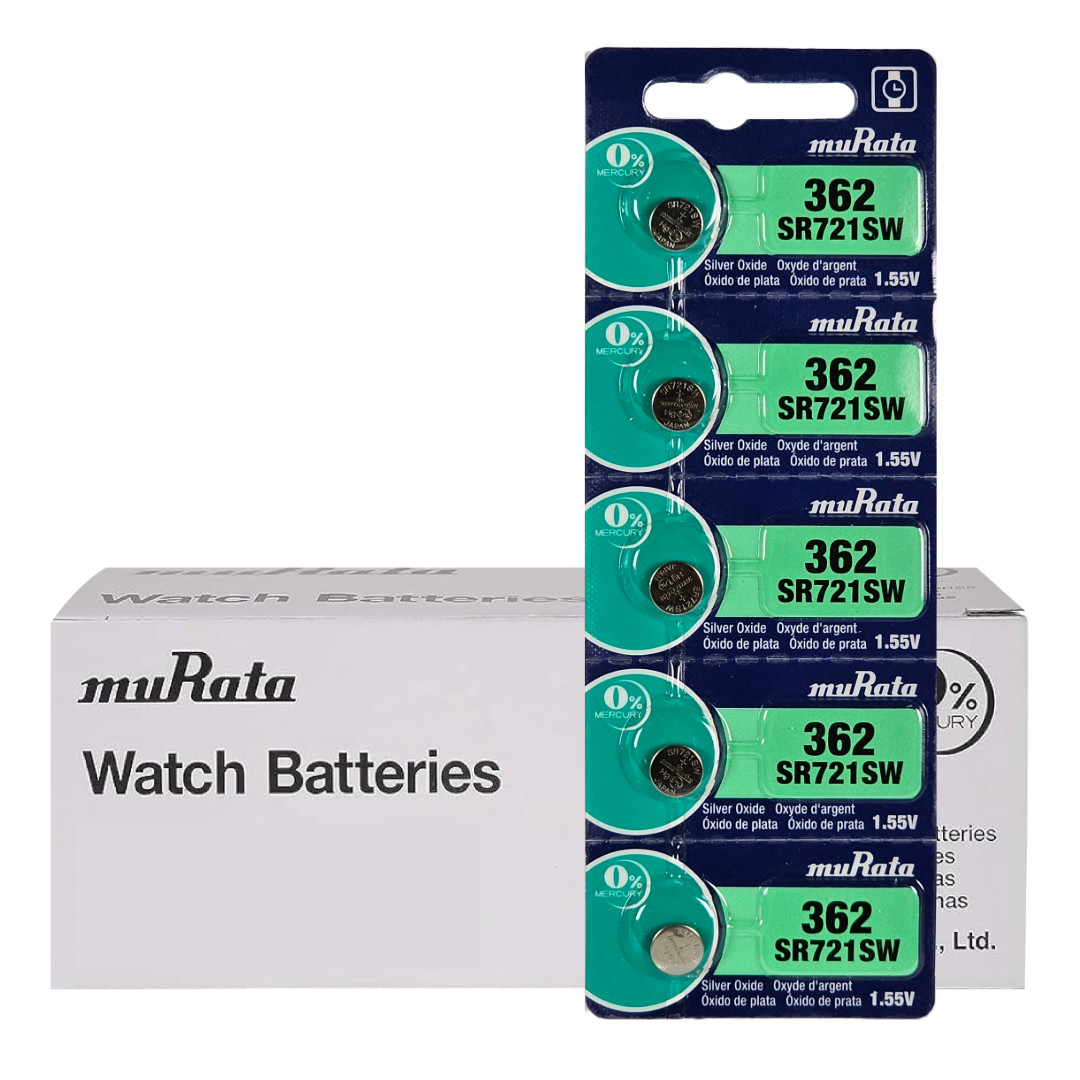 Box of 100 Murata 362 (SR721SW) Silver Oxide Watch Battery – Replaces Sony 362