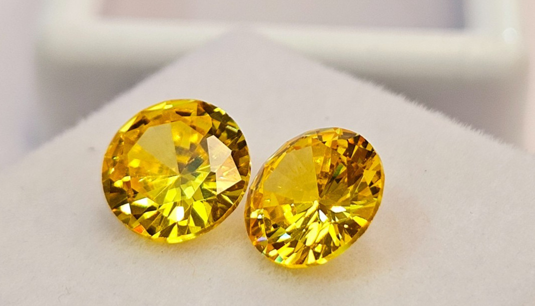 Yellow Zircon Round Cut 3+ Ct Pair For Earring Making Loose Gemstone