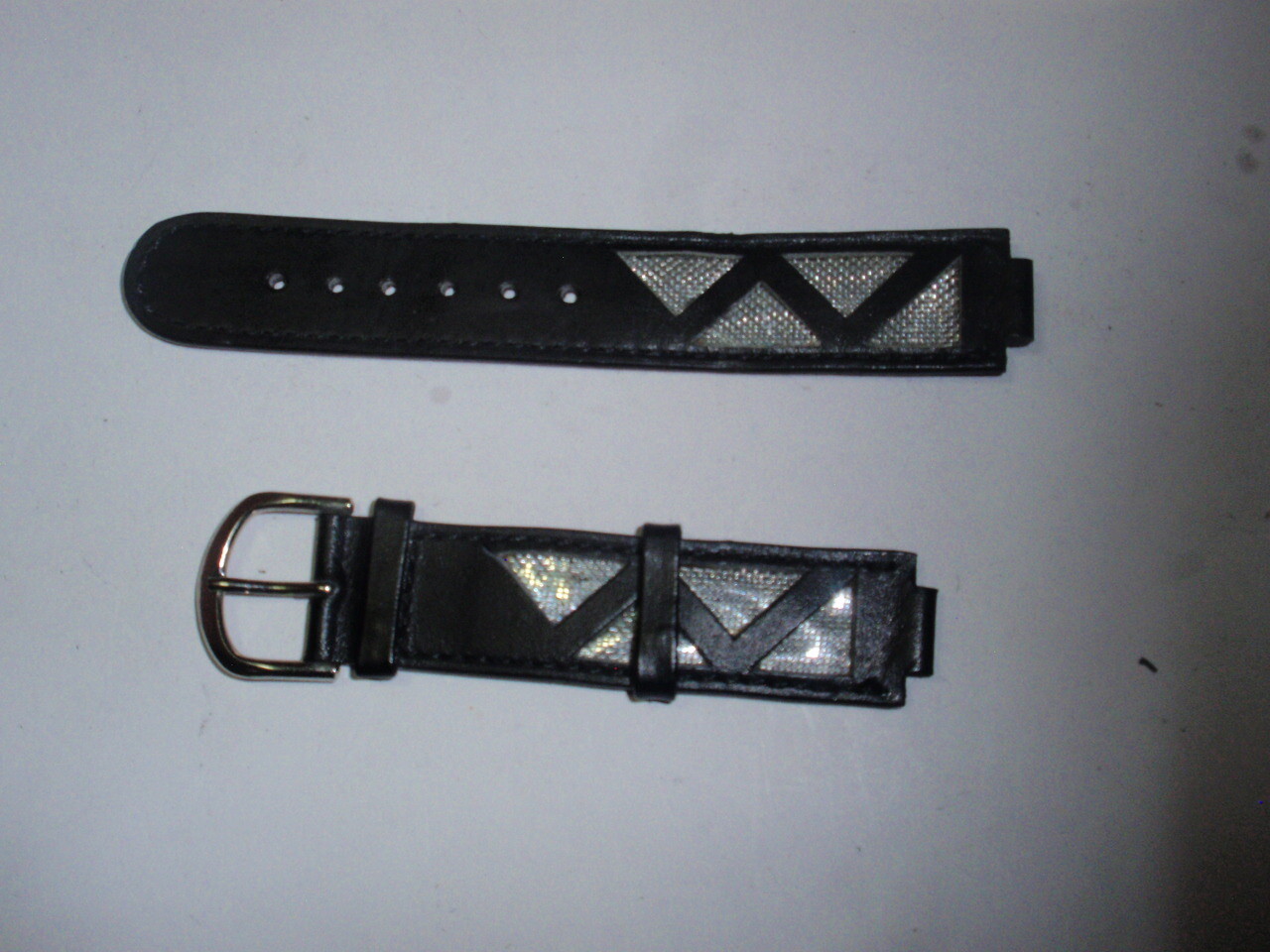 10mm Hook End ~8″Long Black Leather Watch Band Width 18mm GoldTone Clasp #HB 203